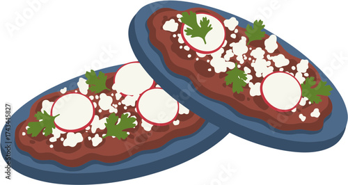 Simple Flat Illustration of Tlayuda Traditional Dish from Oaxaca Mexico