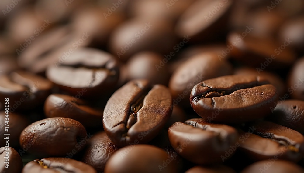 Naklejka premium Coffee Bean Macro Realistic Background