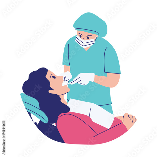 Illustration of Dentist Examining Patient's Teeth