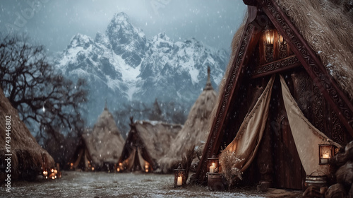 Wallpaper Mural Exploring yule traditions in an ancient village surrounded by majestic mountains Torontodigital.ca
