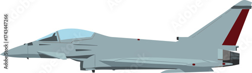 Detailed Flat Eurofighter Typhoon Aircraft Warplane Silhouette Aviation Transport