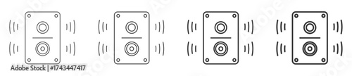 speaker sound  icon set collection style outline. Contain audio, volume, loudspeaker, sound maves