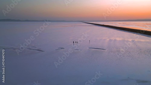 Aerial view of the Road to Heaven, Dholavira, stretching across the White Rann of Kutch, India, Stunning desert landscape with endless salt flats and a serene sky,  Road to heaven, Rann of Kutch