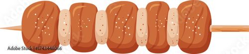 Detailed Flat Illustration of Grilled Meatball Skewer Delicious and Simple Food