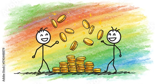 Stick Figures with Coins