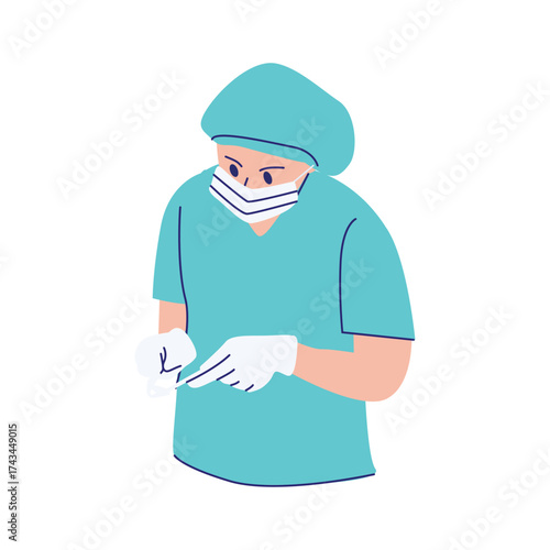 Surgeon Holding Scalpel Illustration