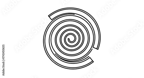 Spiral shape isolated on white background, representing a coil or vortex