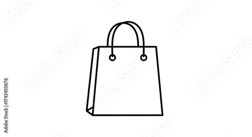 Shopping bag outline isolated on white background for retail and commerce