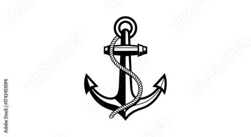 Anchor isolated on white background, nautical symbol of hope and stability