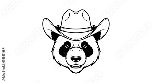 Whimsical panda wearing a cowboy hat, a playful and unexpected combination.