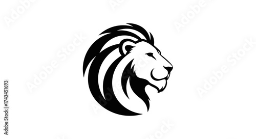Majestic lion head logo with flowing mane, symbolizing power and strength.