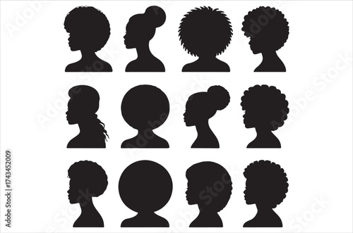 Juneteenth Freedom Day Black Woman Silhouette Clipart SVG Bundle. Powerful Black Woman, Black History, Afro Woman Juneteenth, Melanin Magic, Juneteenth, Pride, and Celebration Vector Illustration.