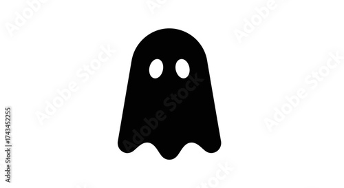 Simple black ghost icon with two eyes on a white background