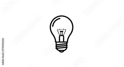 Simple outline illustration of a classic incandescent light bulb, symbolizing ideas and innovation.