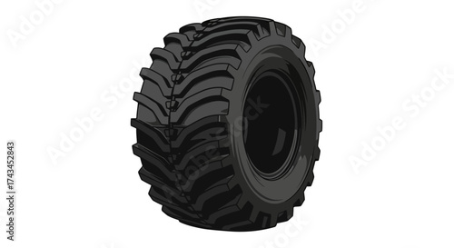 Tractor tire isolated on white background, a heavy duty and durable design