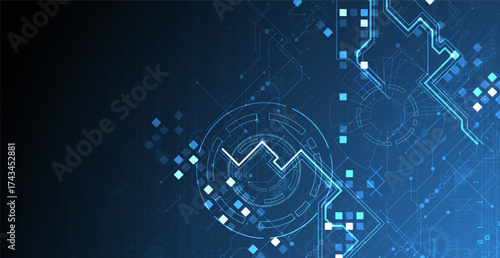 Abstract background. Scientific and technological concept with the use of technical elements formed in the shape of a circle. Vector