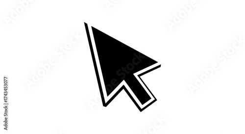 Black arrow cursor pointing to the upper right isolated on white background