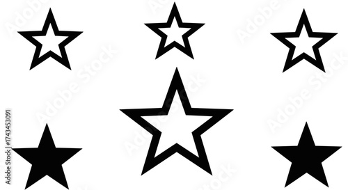Collection of star shapes isolated on white background for rating concept