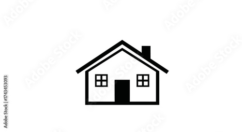 Simple house icon isolated on white background representing home and family