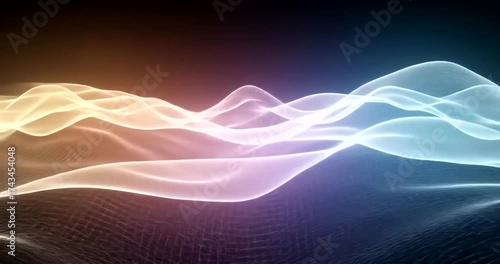 Glowing abstract waves flow with a spectrum of light and shadow.