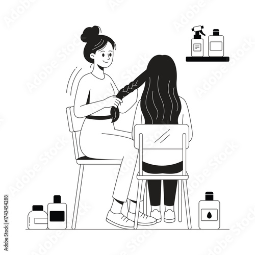 Hair Braiding vector Illustration 