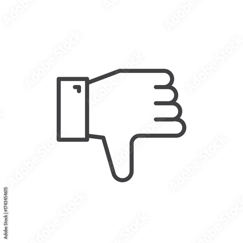 Thumb down dislike line icon