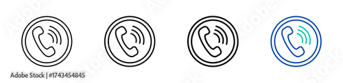 Phone call vector outline icon set with line weight and two color variation. Perfect for telephone, contact apps, and mobile communication