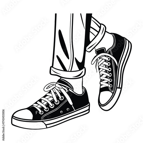 Black and White Shoes Vector Art