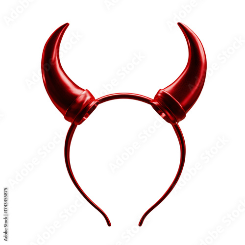 Red devil horns headband isolated on transparent background