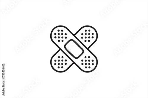 Medical adhesive bandage cross vector icon for healthcare and wellness design