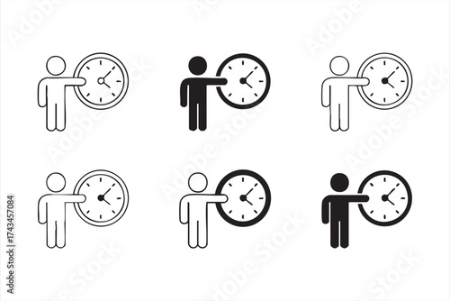 Minimal time management vector icon for business and productivity design