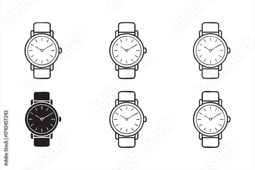 Clean vector clock illustration representing punctuality and style concept