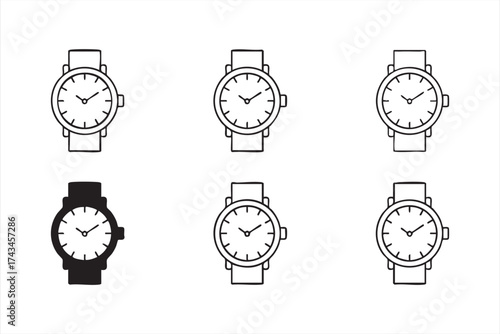 Minimal wristwatch line icon for fashion, lifestyle, and time design use