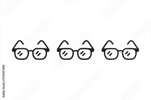 Flat outline eyewear icon for optometry and modern fashion branding