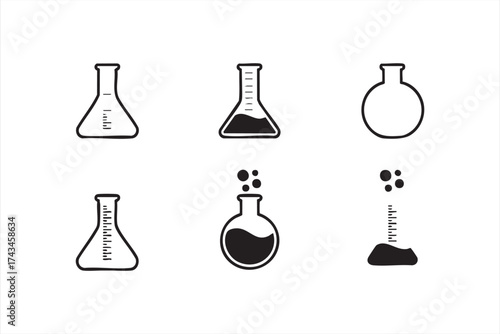 Minimal laboratory flask line icon for science, chemistry, and research design