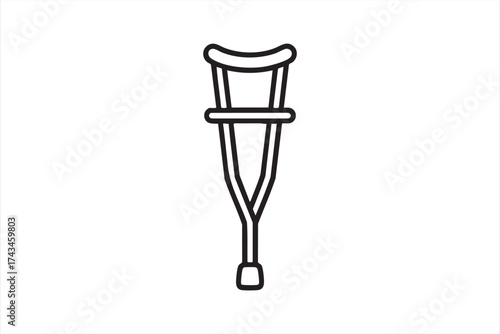 Clean vector crutch symbol representing healthcare and mobility support