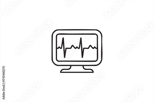Line art heart pulse monitor symbol for healthcare and wellness branding
