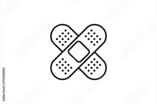 Minimalist plaster cross outline symbol for first aid and hospital use