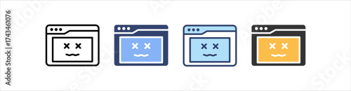 404 Error Icon Set Multiple Style Collection