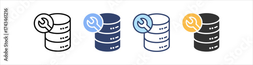Server Maintenance Icon Set Multiple Style Collection