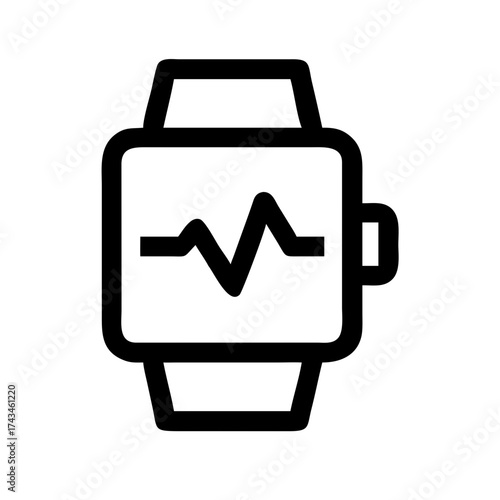 Smartwatch with heart rate monitor, vector icon
