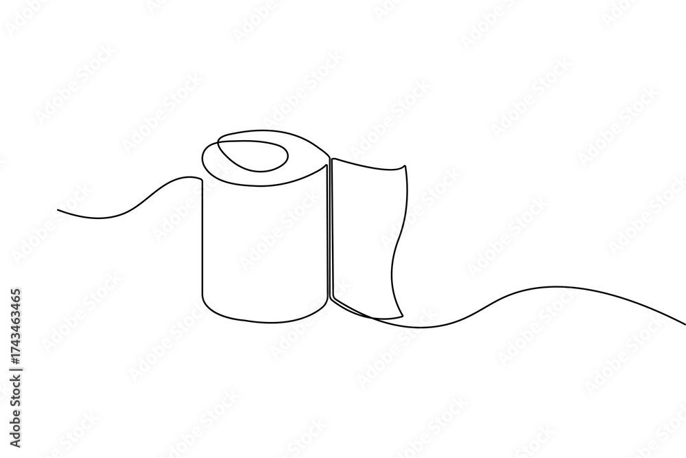 Obraz premium Toilet tissue roll minimalist continuous one line drawing clean outline vector art 