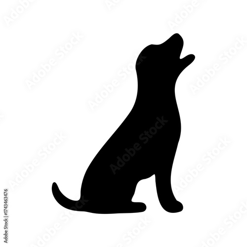 Silhouette of a Howling Dog Against a White Background Illustrating Canine Vocalization