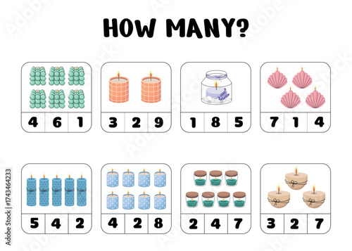 Candle Counting Worksheet for Kids – How Many Activity
