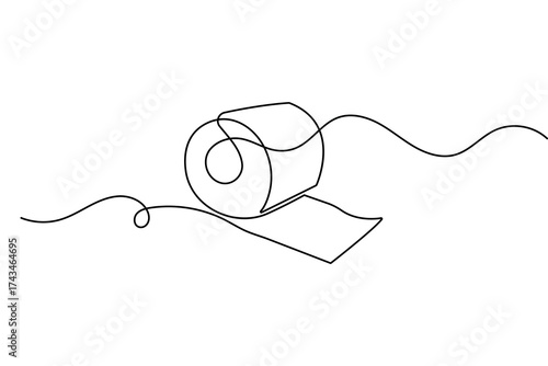Toilet tissue roll minimalist continuous one line drawing clean outline vector art
