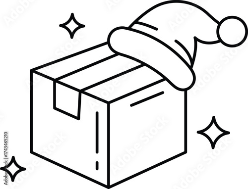 A box with a hat on top of it