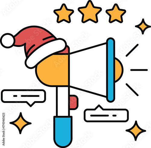 A large microphone with a Santa hat on top of it