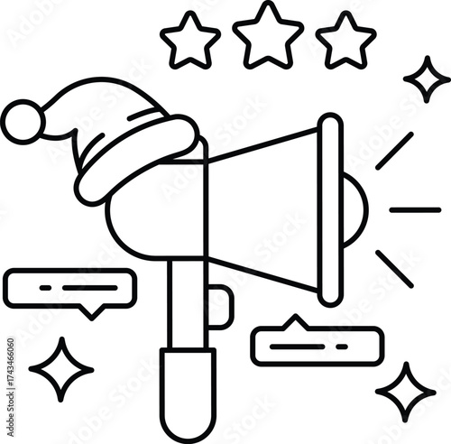 A large microphone with a Santa hat on top of it