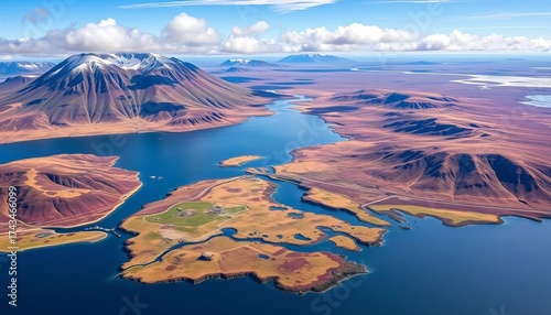 Falklands/Malvinas Islands landscape, showing conflicting geopolitical claims, flagpole, South Atlantic