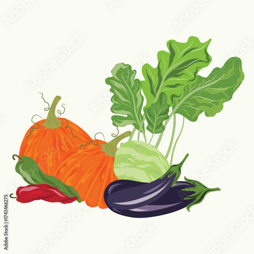 Vegetable Bunch, Veggie Cluster, Garden Bunch illustration